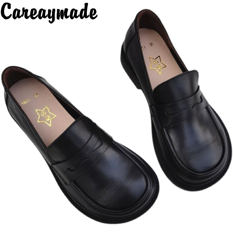 Womens Heels - Careaymade-ผู้หญิงรองเท้าบนรองเท้า Oxford สำหรับผู้ชายรองเท้าหนัง Cowhide ชายทำงานรองเท้าฤดูใบไม้ผลิฤดูใบไม้ร่วงขนาดใหญ่ขนาดรองเท้า
