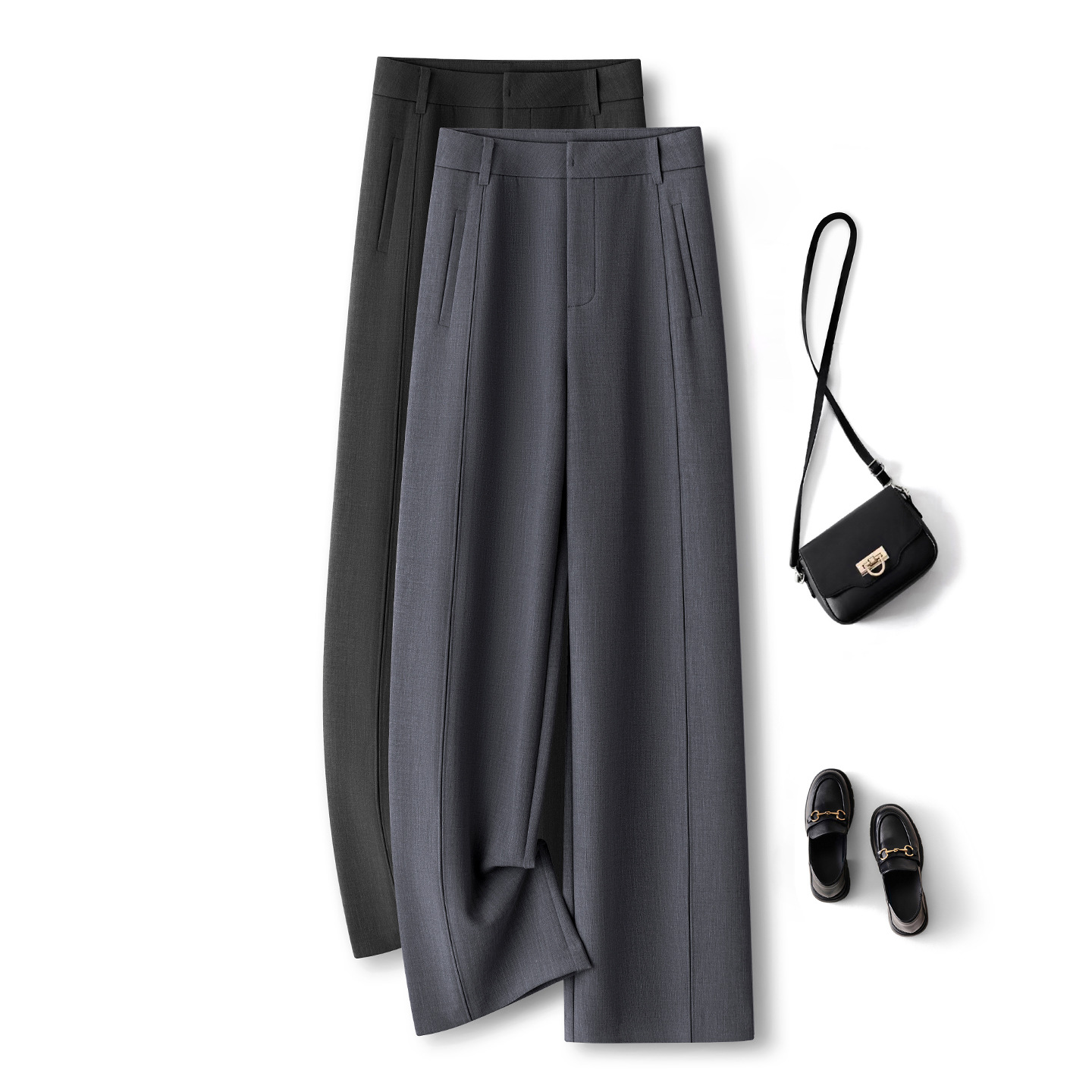 Tailored Trouser Wide - กางเกงขายาวทรงตรงเอวสูงสำหรับผู้หญิง ทรงสวยเข้ารูป ใส่ทำงาน ใส่ลำลอง ทรงหลวมพลิ้วไหว