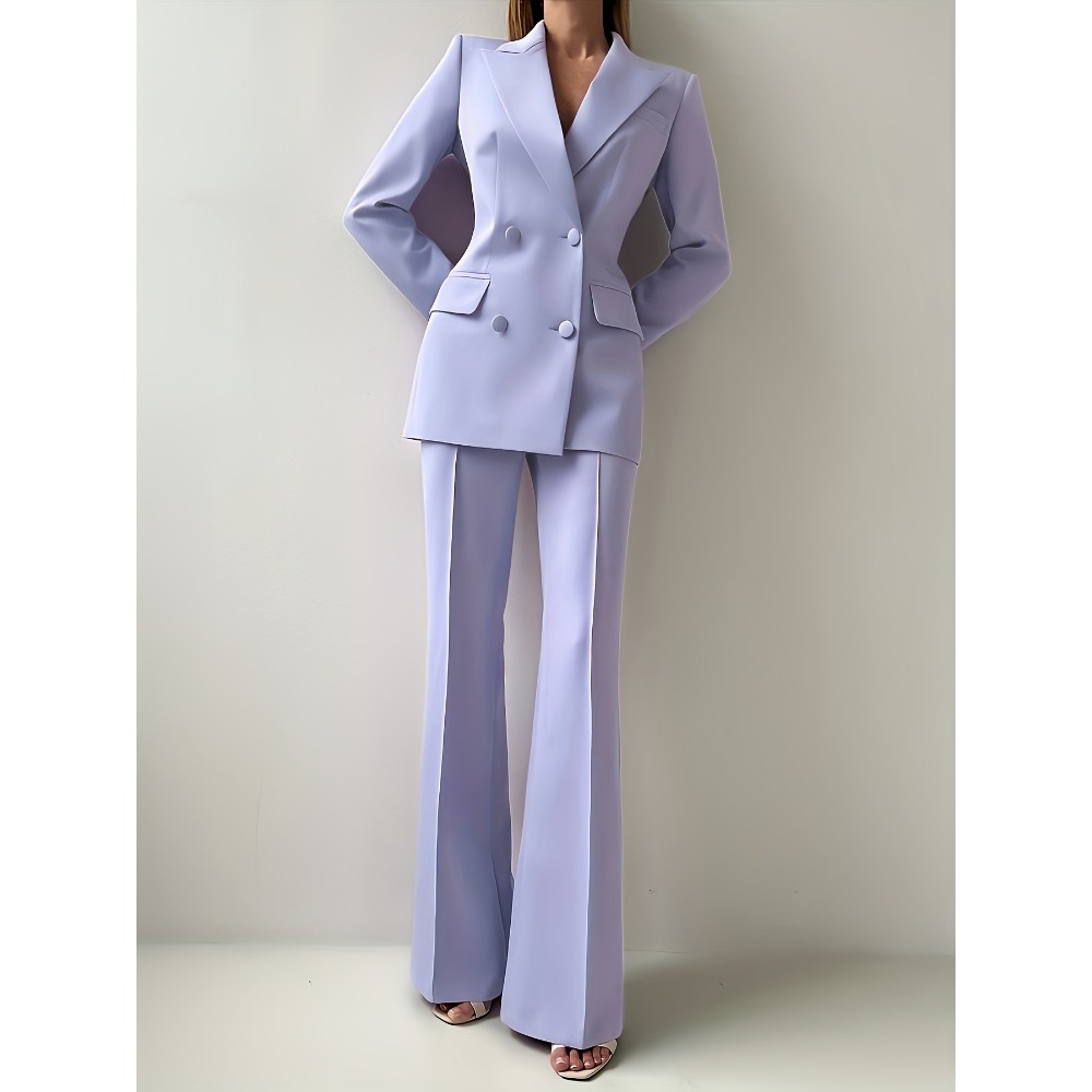 Tailored Trouser Wide - ชุดสูทผู้หญิงทรงสวยหรู ดีไซน์เข้ารูปช่วงเอว ประกอบด้วยเสื้อโค้ทและกางเกง