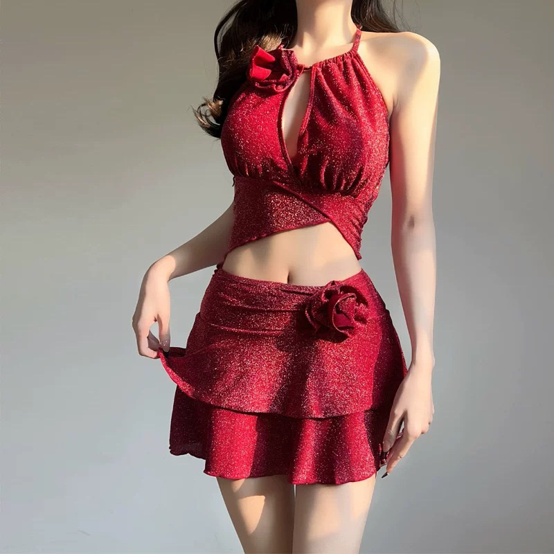 Womens Suit - ชุดบิกินี่ 2 ชิ้นแบบใหม่ สไตล์เกาหลี ชุดว่ายน้ำเซ็กซี่สำหรับผู้หญิง เหมาะสำหรับใส่ไปเที่ยวทะเล