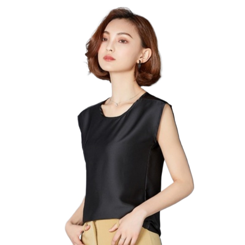 Silk Blouse - เสื้อกั๊กผ้าไหมเซ็กซี่สำหรับผู้หญิง เสื้อแขนกุดฤดูร้อน เสื้อสีพื้น ไซส์ใหญ่