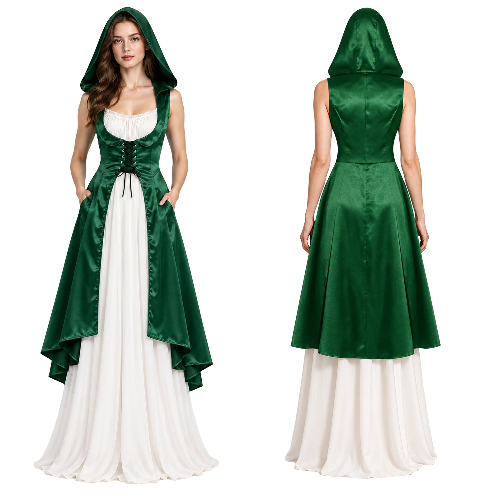 ชุดเดรสผ้าซาตินมีฮู้ดใต้หน้าอก - Lace Dress บทวิจารณ์และราคา