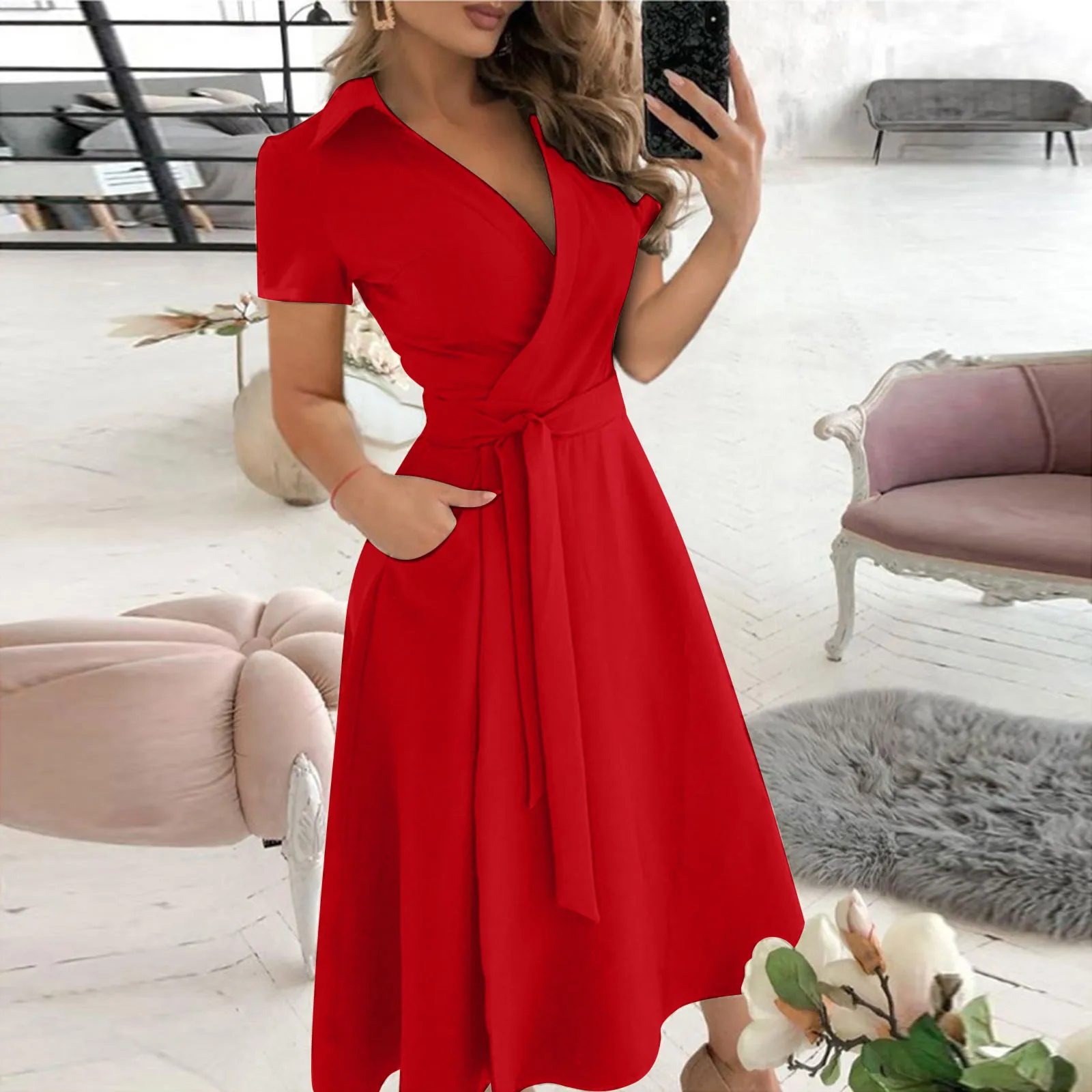 แฟชั่นฤดูร้อนฤดูใบไม้ผลิเดรสสำ - Women'S Red Formal Wear บทวิจารณ์และราคา