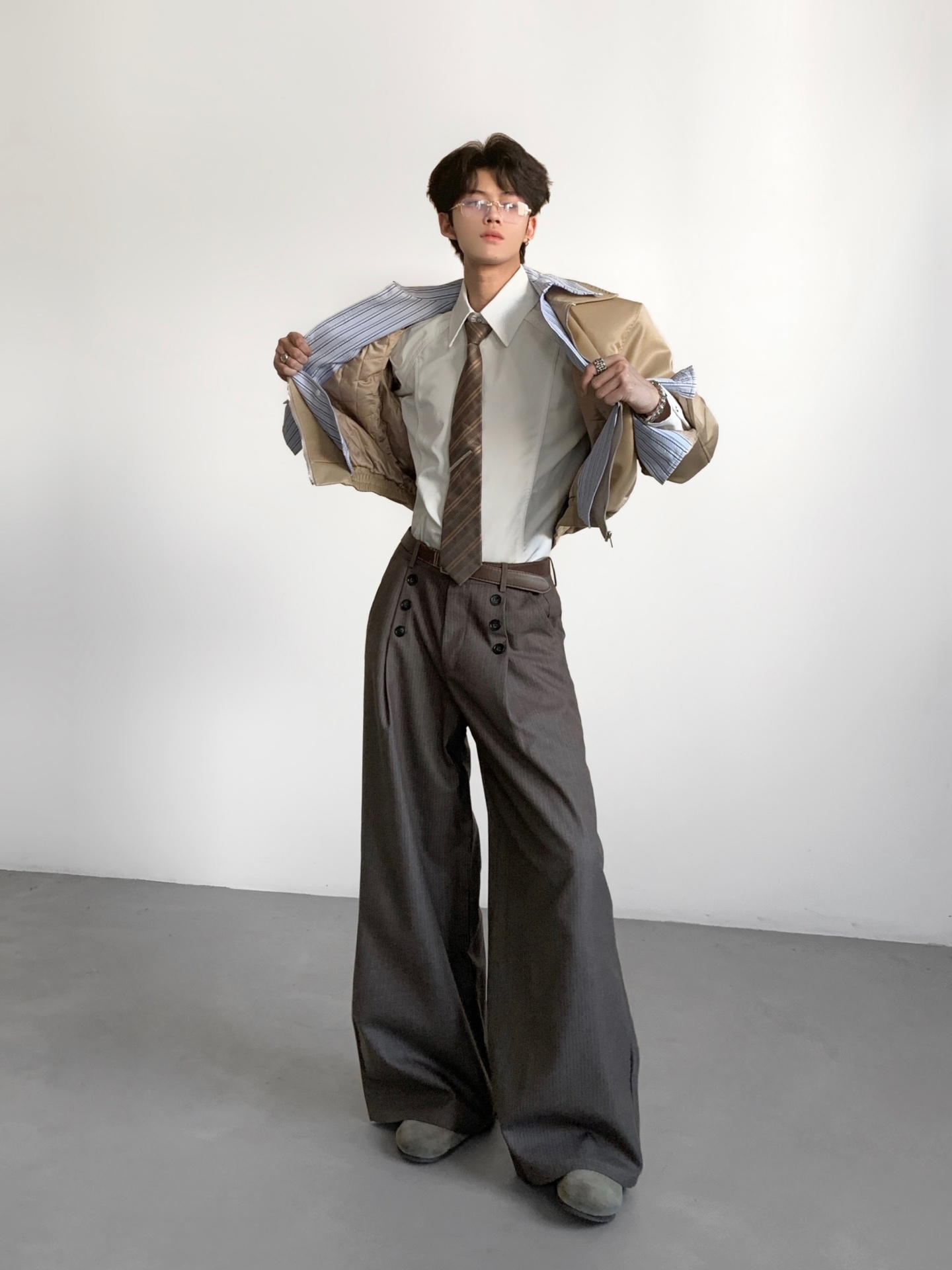 กางเกงสูทลำลองลายทางสำหรับผู้ช - Tailored Trouser Wide บทวิจารณ์และราคา
