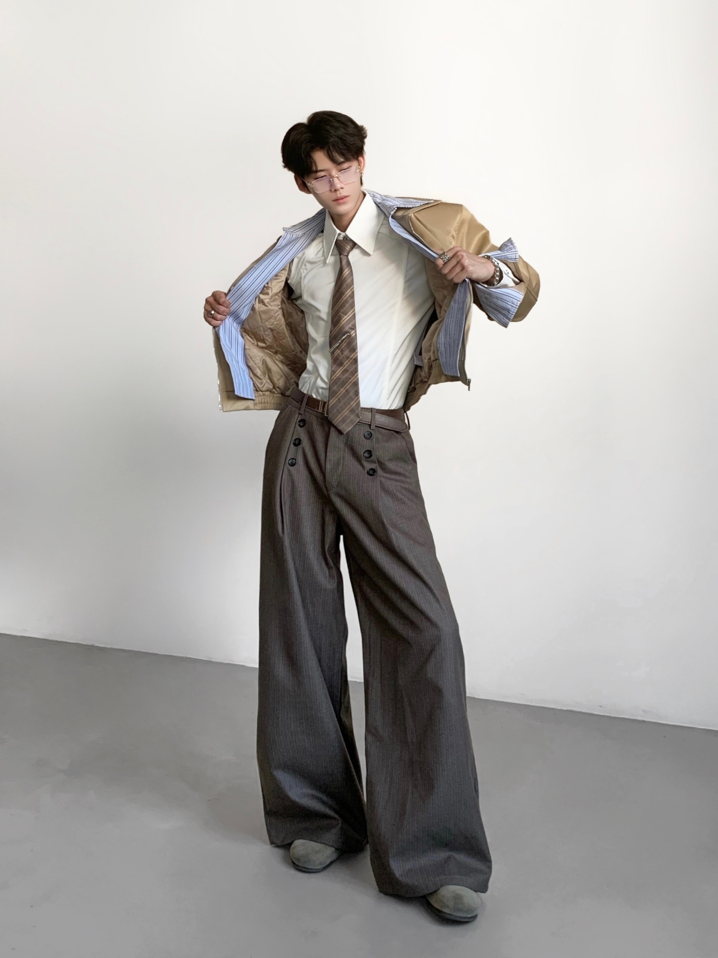 กางเกงสูทลำลองลายทางสำหรับผู้ช - Tailored Trouser Wide บทวิจารณ์และราคา