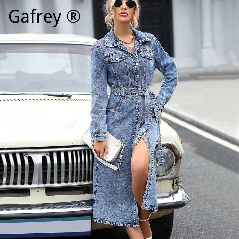 ชุดเดรสยีนส์แขนยาวสำหรับผู้หญิ - Midi Dress บทวิจารณ์และราคา