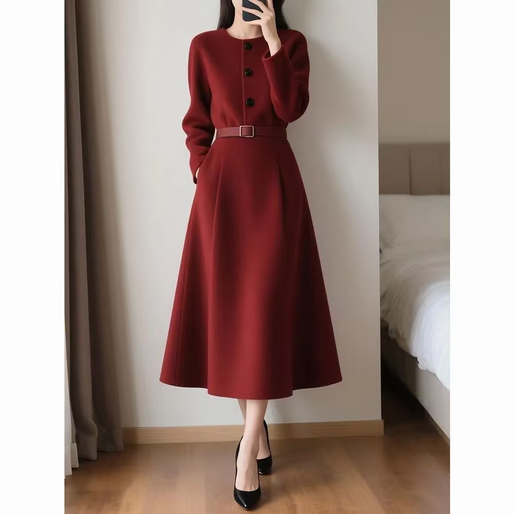 ชุดเดรสแขนยาวเอวเข้ารูปสไตล์เร - Women'S Red Formal Wear บทวิจารณ์และราคา