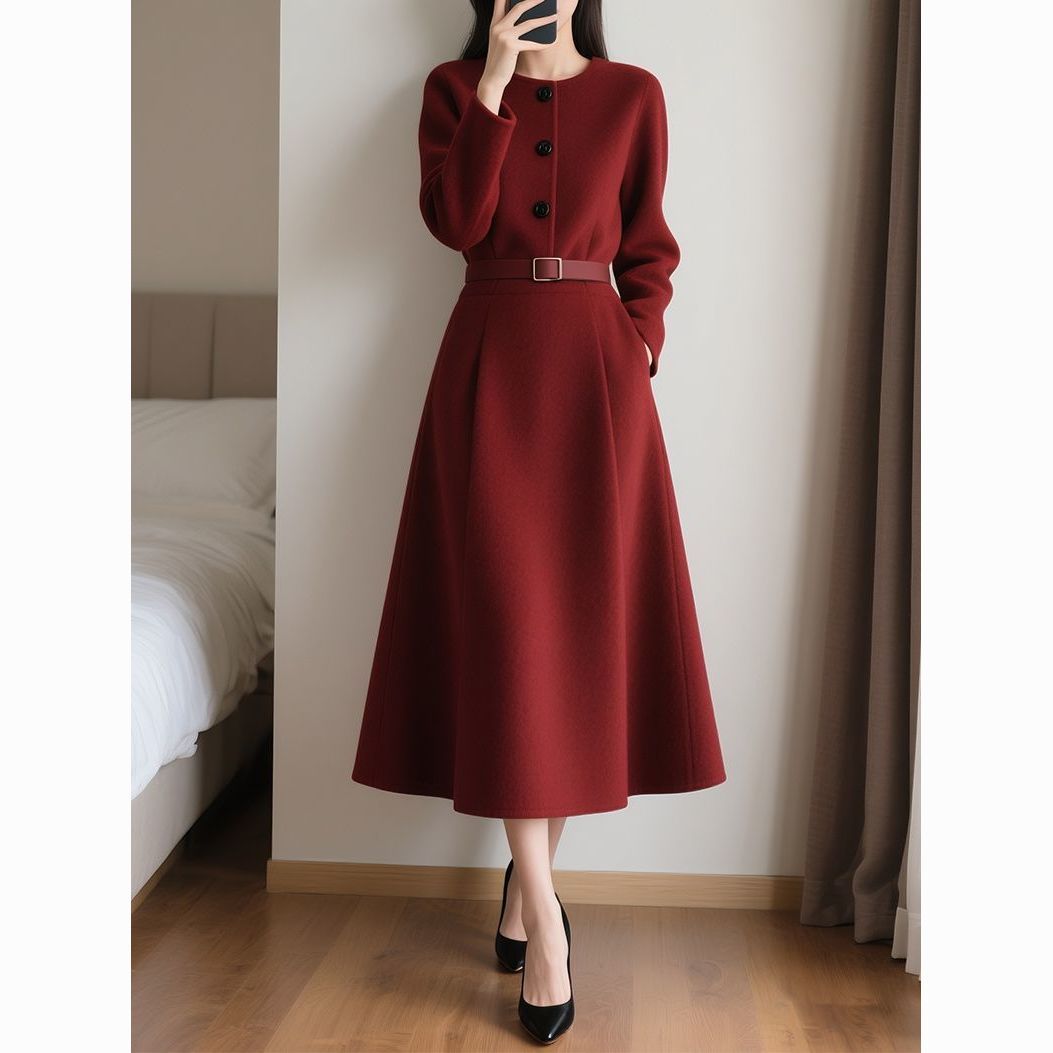ชุดเดรสแขนยาวเอวเข้ารูปสไตล์เร - Women'S Red Formal Wear บทวิจารณ์และราคา